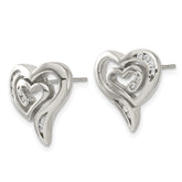 Sophia Jewelers Polished Stainless Steel CZ Heart Earrings in Gift-Ready Pouch